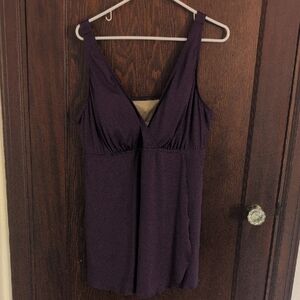Resorts Plus Plum One Piece Skirted Swimsuit Modest Size 20W
